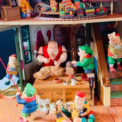 LOT 305: Enesco Santa's Work Musical Decoration with Cassettee Player and Origianl Box