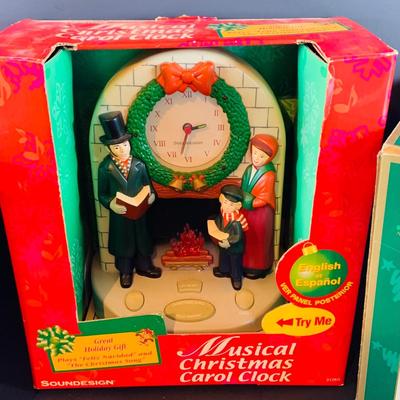 LOT 312: Collection of Holiday Home Decorations Including a Clock, Snow Globe and Fountian - All with Original Boxes