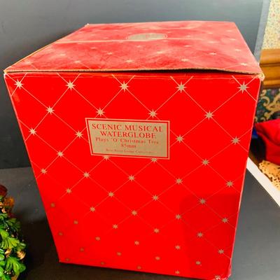 LOT 312: Collection of Holiday Home Decorations Including a Clock, Snow Globe and Fountian - All with Original Boxes