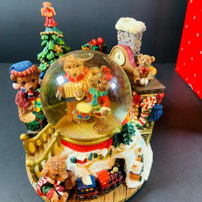 LOT 312: Collection of Holiday Home Decorations Including a Clock, Snow Globe and Fountian - All with Original Boxes