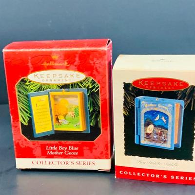 LOT 313: Disney Plushes Pinocchio and Goofy with Hallmark Ornaments- Pinocchio and Mother Goose and More