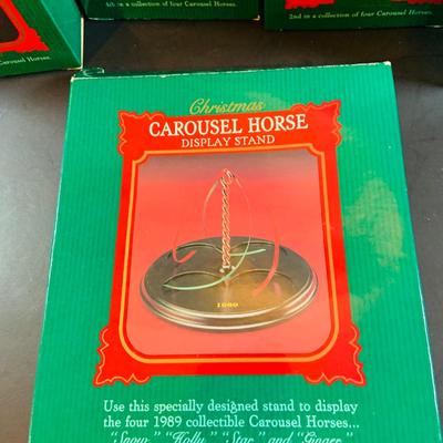 LOT314: Holiday Carousel Collection Including a Maisto Battery Powered Animated Musical Carousel, Hallmark Carousel Horse Ornaments and...