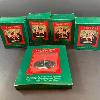 LOT314: Holiday Carousel Collection Including a Maisto Battery Powered Animated Musical Carousel, Hallmark Carousel Horse Ornaments and...