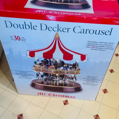 LOT 315: Mr Christmas Anitmated Musical Double Decker Carousel with Box