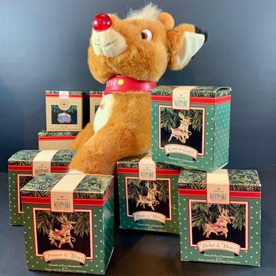 LOT 316: Hallmark Christmas Ornament Santa's Reindeer, Plush Rudolph and More