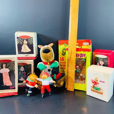 LOT 317: Scooby-Doo and Barbie Hallmark Ornaments, Scooby Doo Cartoon Network Ornaments and Cards. Cabage Patch Kids Ornaments and More
