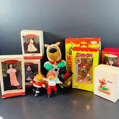 LOT 317: Scooby-Doo and Barbie Hallmark Ornaments, Scooby Doo Cartoon Network Ornaments and Cards. Cabage Patch Kids Ornaments and More