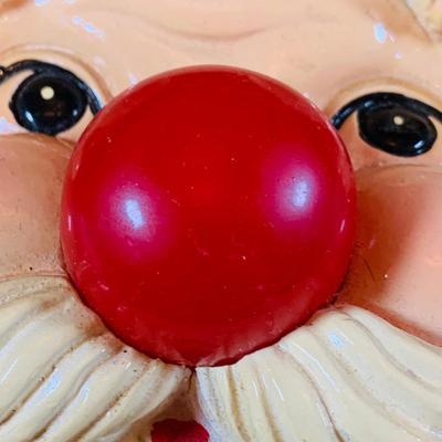 LOT 318: Vintage Plush Rushton Style Santa and Vintage Santa with Musical Light up Nose.