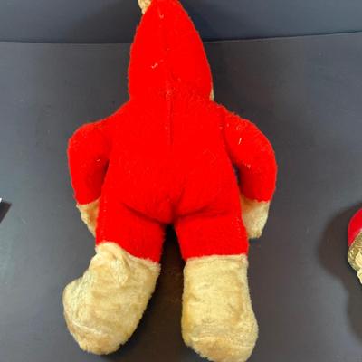 LOT 318: Vintage Plush Rushton Style Santa and Vintage Santa with Musical Light up Nose.