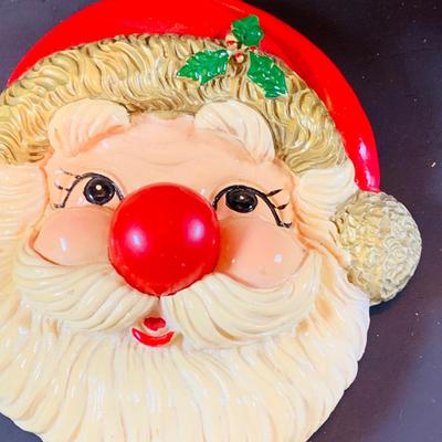 LOT 318: Vintage Plush Rushton Style Santa and Vintage Santa with Musical Light up Nose.