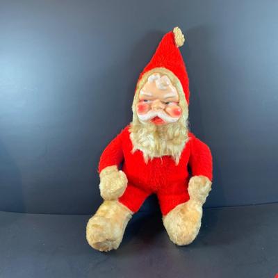 LOT 318: Vintage Plush Rushton Style Santa and Vintage Santa with Musical Light up Nose.