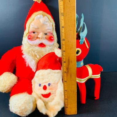 LOT 319: Vintage Rushton Style Santa, Dankin Dream Pet Reindeer and More
