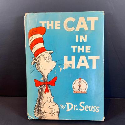 LOT 320: Dr. Seuss Collection Featuring 1957 Ed of Cat in the Hat with Dust Jacket, Two (2) Cat In the Hat and a Horton Plushes, and...