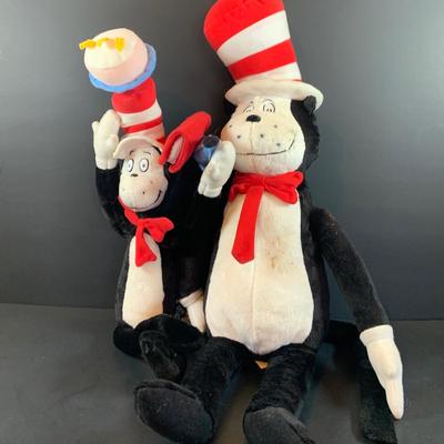 LOT 320: Dr. Seuss Collection Featuring 1957 Ed of Cat in the Hat with Dust Jacket, Two (2) Cat In the Hat and a Horton Plushes, and...