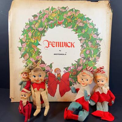 LOT 321: Collection of Vintage Holiday Elfs and Knee Huggers and a Vintage Fenwick the Elf Vinyl Album