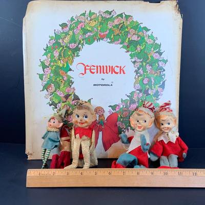 LOT 321: Collection of Vintage Holiday Elfs and Knee Huggers and a Vintage Fenwick the Elf Vinyl Album