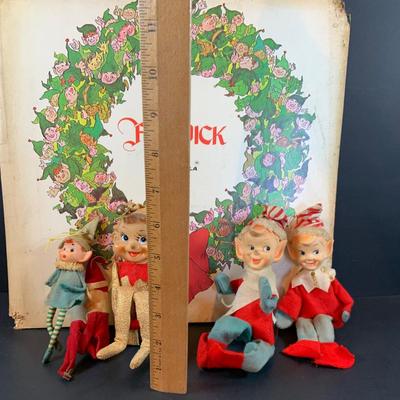LOT 321: Collection of Vintage Holiday Elfs and Knee Huggers and a Vintage Fenwick the Elf Vinyl Album