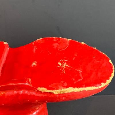 LOT 322: Vintage Santa Claus, Vintage Red Santa Boot Container and a Vintage Flocked Reindeer