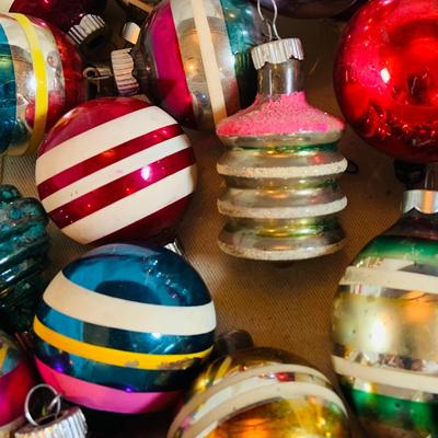 LOT 324: Large Assortment of Holiday Tree Ornament - Bulbs, Mercury Syle Glass Figures, Light Covers and More