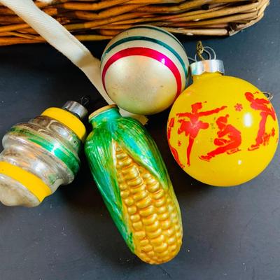 LOT 324: Large Assortment of Holiday Tree Ornament - Bulbs, Mercury Syle Glass Figures, Light Covers and More