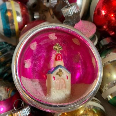 LOT 324: Large Assortment of Holiday Tree Ornament - Bulbs, Mercury Syle Glass Figures, Light Covers and More