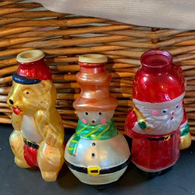 LOT 324: Large Assortment of Holiday Tree Ornament - Bulbs, Mercury Syle Glass Figures, Light Covers and More