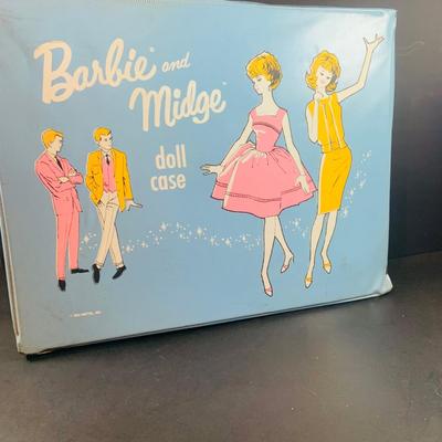 LOT 352: Barbie and Midge Doll Case with 1960's Barbie, Midge and Ken Doll and Ken Doll Uniform and Other Vintage Barbie Doll Cothes...