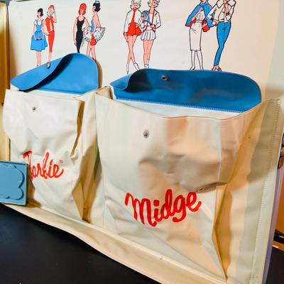 LOT 352: Barbie and Midge Doll Case with 1960's Barbie, Midge and Ken Doll and Ken Doll Uniform and Other Vintage Barbie Doll Cothes...