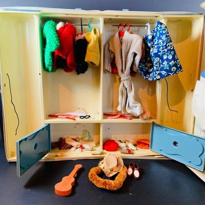 LOT 352: Barbie and Midge Doll Case with 1960's Barbie, Midge and Ken Doll and Ken Doll Uniform and Other Vintage Barbie Doll Cothes...