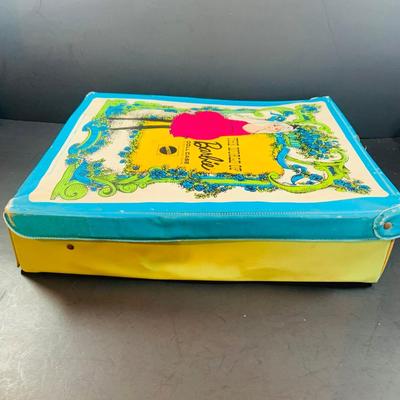 LOT 354: Vintage 1968 Vintage World of Barbie Doll Case with Cloth Dark Haired Barbie, Skediddle Doll, and Smaller Mattel Dolls