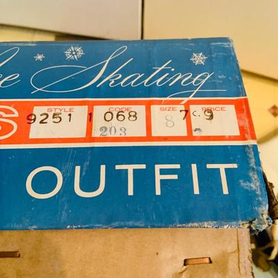 LOT 356: Pair of Vintage White Ice Skates Size 8 with Box and a Vintage Ballerina Ballet Slippers/Shoes Carrying Case