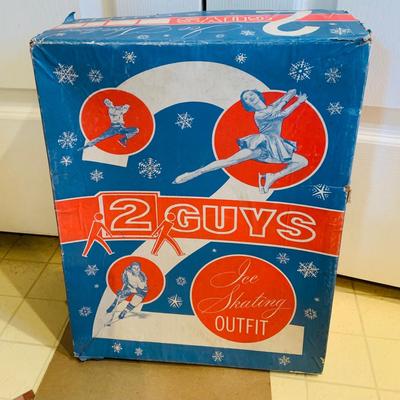 LOT 356: Pair of Vintage White Ice Skates Size 8 with Box and a Vintage Ballerina Ballet Slippers/Shoes Carrying Case