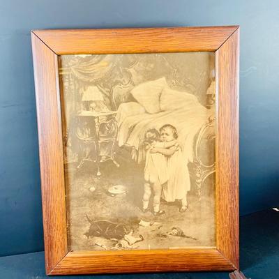 LOT 358: Vintage/Antique Wood Framed 19th Century Themed Wall Art