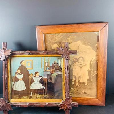LOT 358: Vintage/Antique Wood Framed 19th Century Themed Wall Art