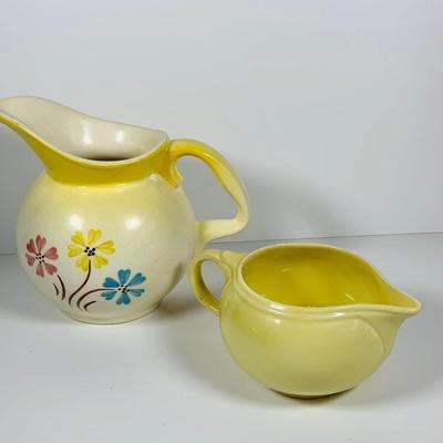 LOT 360: Beautiful Spring Collection Including Hull Floral Vase, Tear Drop Shaped Glass Plate with Painted Flowers, Hull Pitcher and...