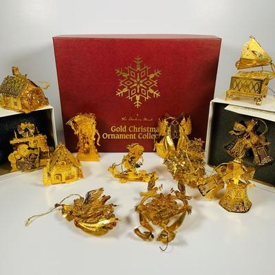 LOT 361: Danbury Mint Gold Christmas Ornaments - Some from the Collection, Others Dated