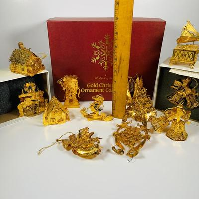 LOT 361: Danbury Mint Gold Christmas Ornaments - Some from the Collection, Others Dated