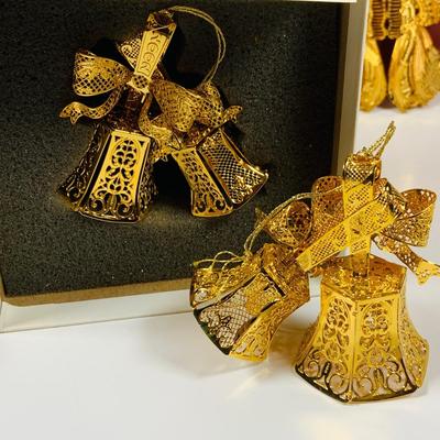 LOT 361: Danbury Mint Gold Christmas Ornaments - Some from the Collection, Others Dated