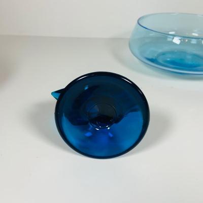 LOT 362: Assortment of Art Glass Pieces Including Ruby Red Glass Plate, Windsor Blue Carinval Glass Covered Dish, Gold Trimmed Milk Glass...