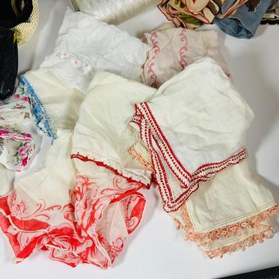LOT363: Collection of Vintage Handbags, Scarfs and Hankies