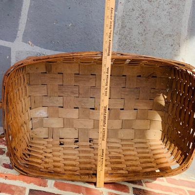 LOT 364: Collection of Primitive Baskets, Arts & Crafts Country Rush Footstool, Primitive Broom and Rug Beaters