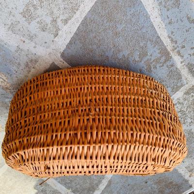 LOT 364: Collection of Primitive Baskets, Arts & Crafts Country Rush Footstool, Primitive Broom and Rug Beaters
