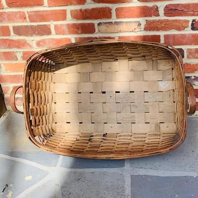 LOT 364: Collection of Primitive Baskets, Arts & Crafts Country Rush Footstool, Primitive Broom and Rug Beaters