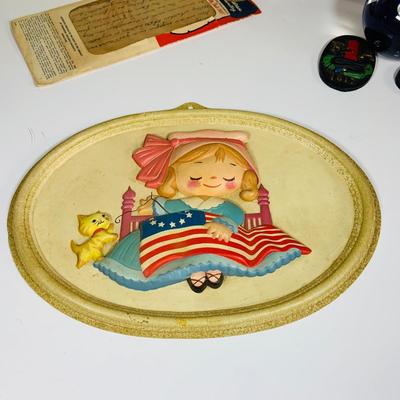 LOT 365: Collection of Patriotic Memorabilia Including Wooden Liberty Bell, Lincoln Paper Weight, Ink Well and Pen. and Much More