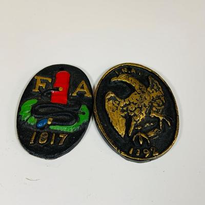 LOT 365: Collection of Patriotic Memorabilia Including Wooden Liberty Bell, Lincoln Paper Weight, Ink Well and Pen. and Much More