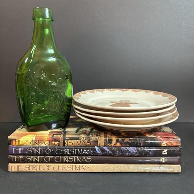 LOT 407: Hand Painted Le Gourmet Chef Gingerbread Man Plates (4), 2006 Hummel Ornament, Pfaltzgraff Winter Berry Platter, Ceramic Santa...