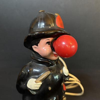 LOT 409: Vintage Hobo w/Lamp Post & Red-Light Nose Open Bar Light, Fireman w/Red-Light Nose, Novelty Shot Glasses, The...