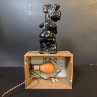 LOT 409: Vintage Hobo w/Lamp Post & Red-Light Nose Open Bar Light, Fireman w/Red-Light Nose, Novelty Shot Glasses, The...