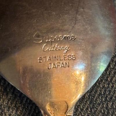 LOT 410: Vintage Brass Kitchen Utensils w/Hanging Rack, Brass Teapot, Spoon Holders & Spoons