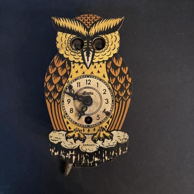 LOT 411: Mini Wall Clock Collection: Hummel West Germany, Wooden Sweethearts - West Germany, Linden Owl -Germany